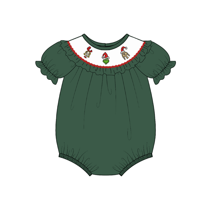 Auraquise - Wholesale Clothing Set - Baby - Kids Christmas Ginch Embroidered Smocked Outfits Collection1