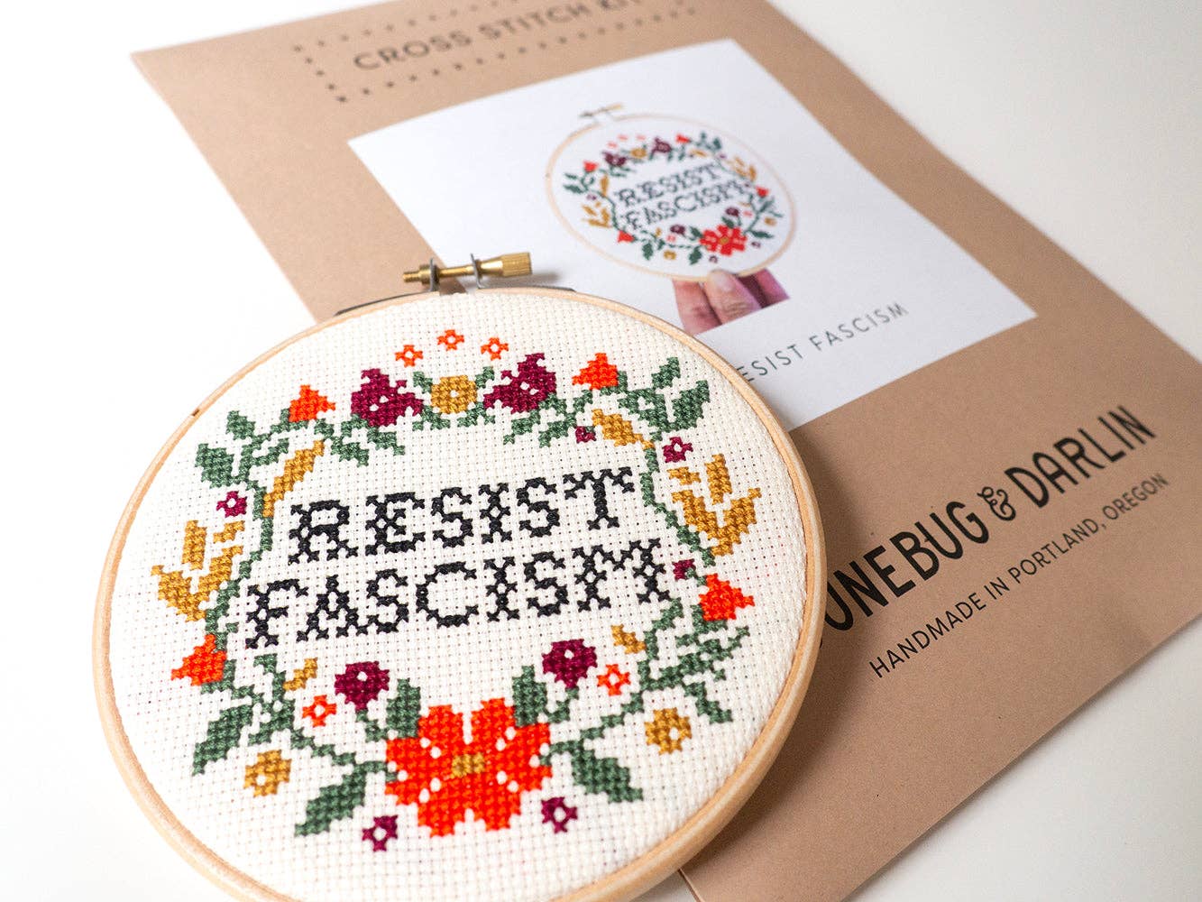 Junebug and Darlin - Wholesale Embroidery/Cross Stitch Supplies - Resist Fascism Kit8