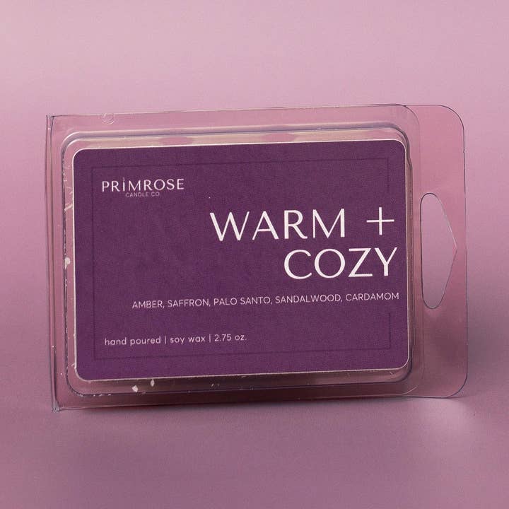 WARM + COZY WAX MELT for wholesale by Primrose Candle Company