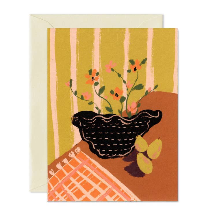 Flower Vase- Blank Greeting Card for wholesale by Emily Oot LLC