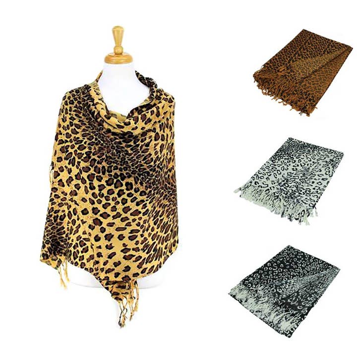Sensibling Corp. - Wholesale Scarf – Women's - Leopard Print Pashmina Scarf Shawl3