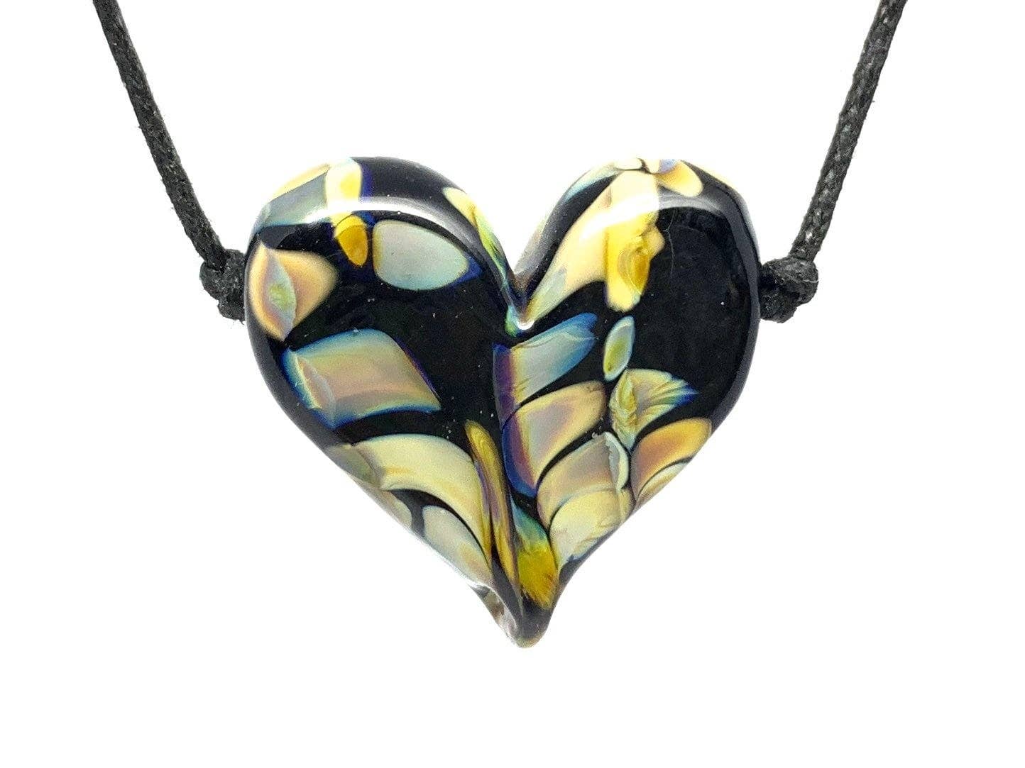 Ironwood Glassworks – Colar pingente/pendente por atacado – Colar de Vidro Flametrabalhado Preto + Iris1