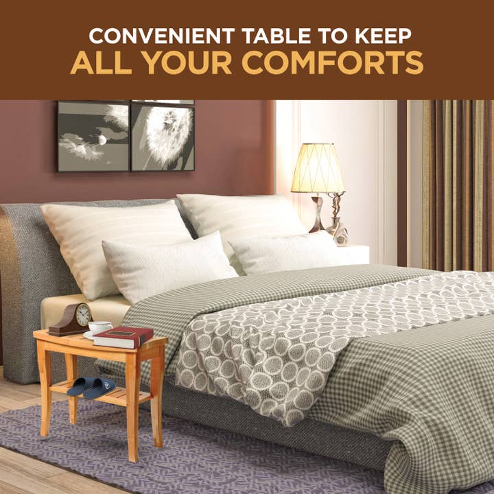 Bambusi - Wholesale Bath caddy - Deluxe Bamboo Shower Seat Bench with Storage Shelf3