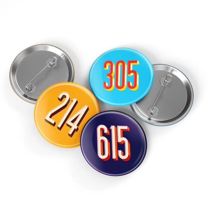Tiramisu Paperie - Wholesale Lapel Pin/Button - Custom Area Code Pinback Button, Local, Pin, Custom