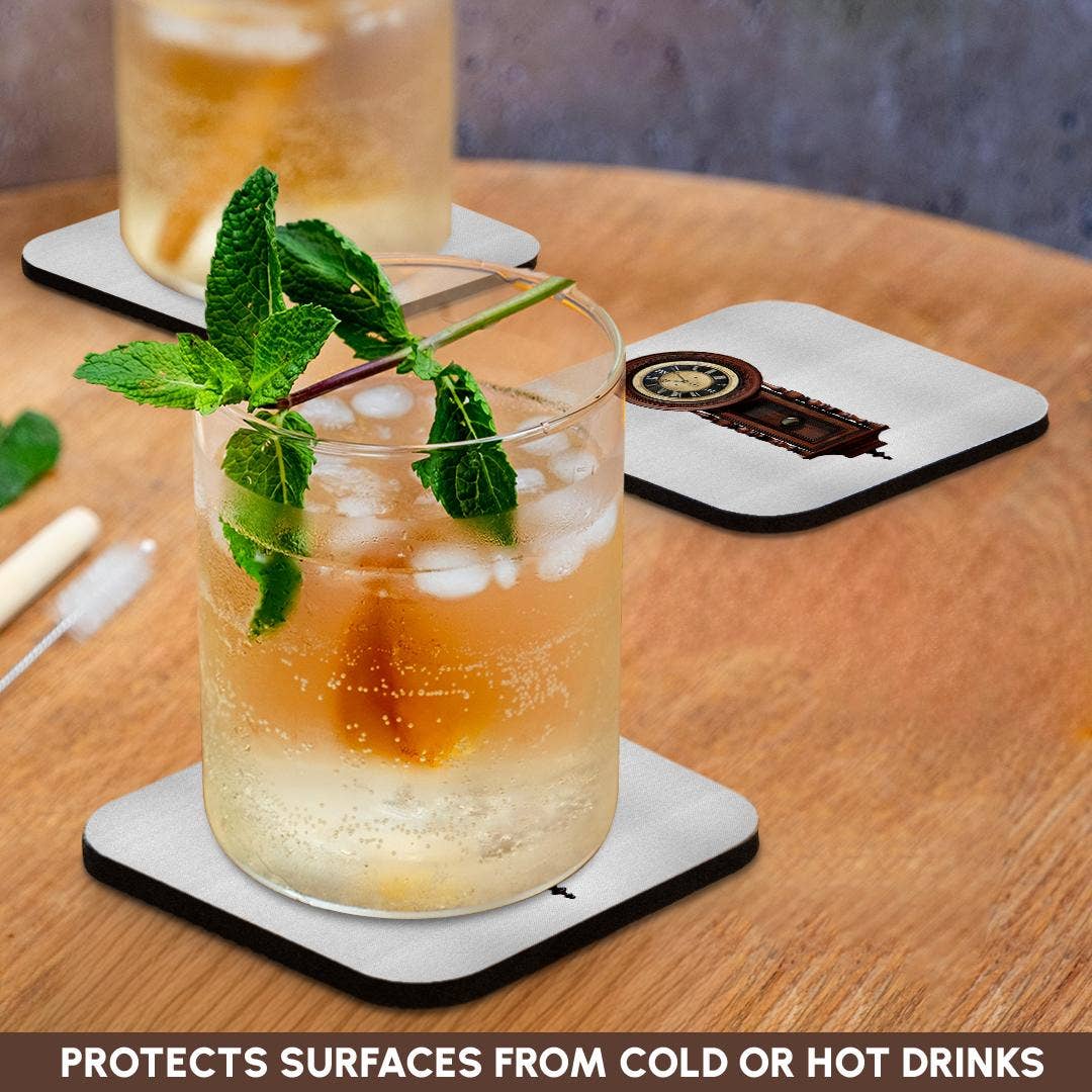 3dRose - Wholesale Coasters - 3dRose, A cherry wood antique clock in thin box form with circular clock top, Coaster9