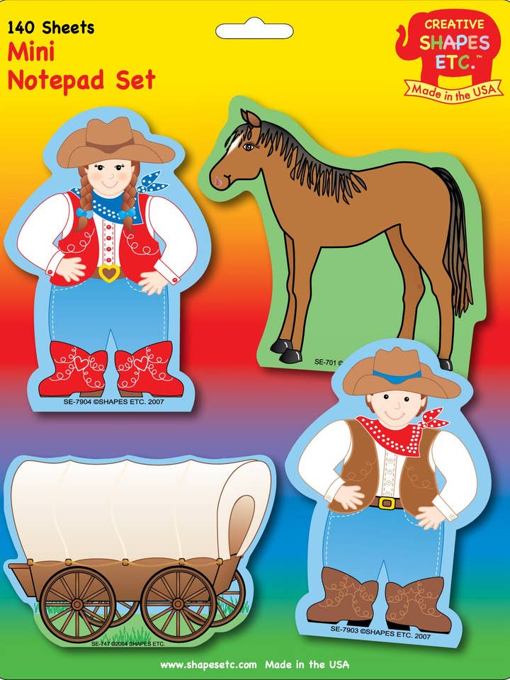 Conjunto de mini bloco de notas - Western por atacado de Creative Shapes Etc.