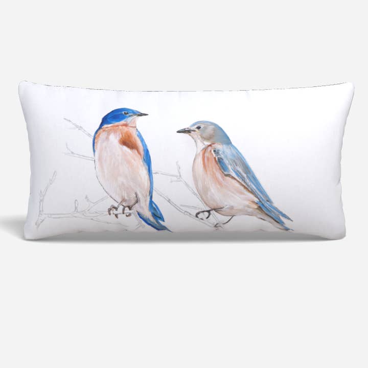 Blauwe Vogels Lendenkussenhoes voor wholesale door Amanda McLenon Fine Art