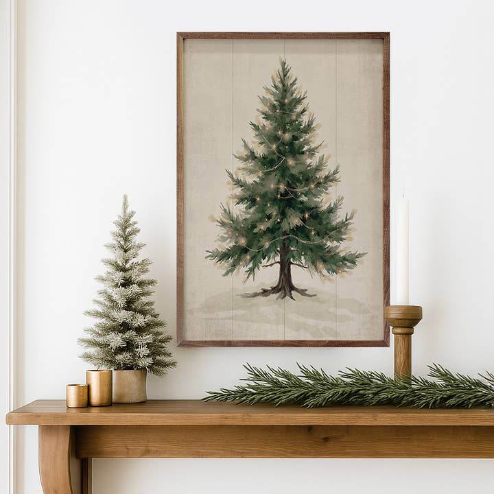 Kendrick Home - Wholesale Wood Wall Art - Lighted Pine Tree2