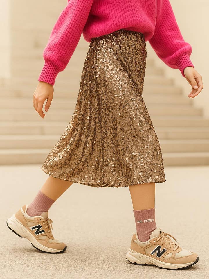 ChoO - Wholesale Socks - Women's - "Girl Power" Rose Gold Glitter Socks2