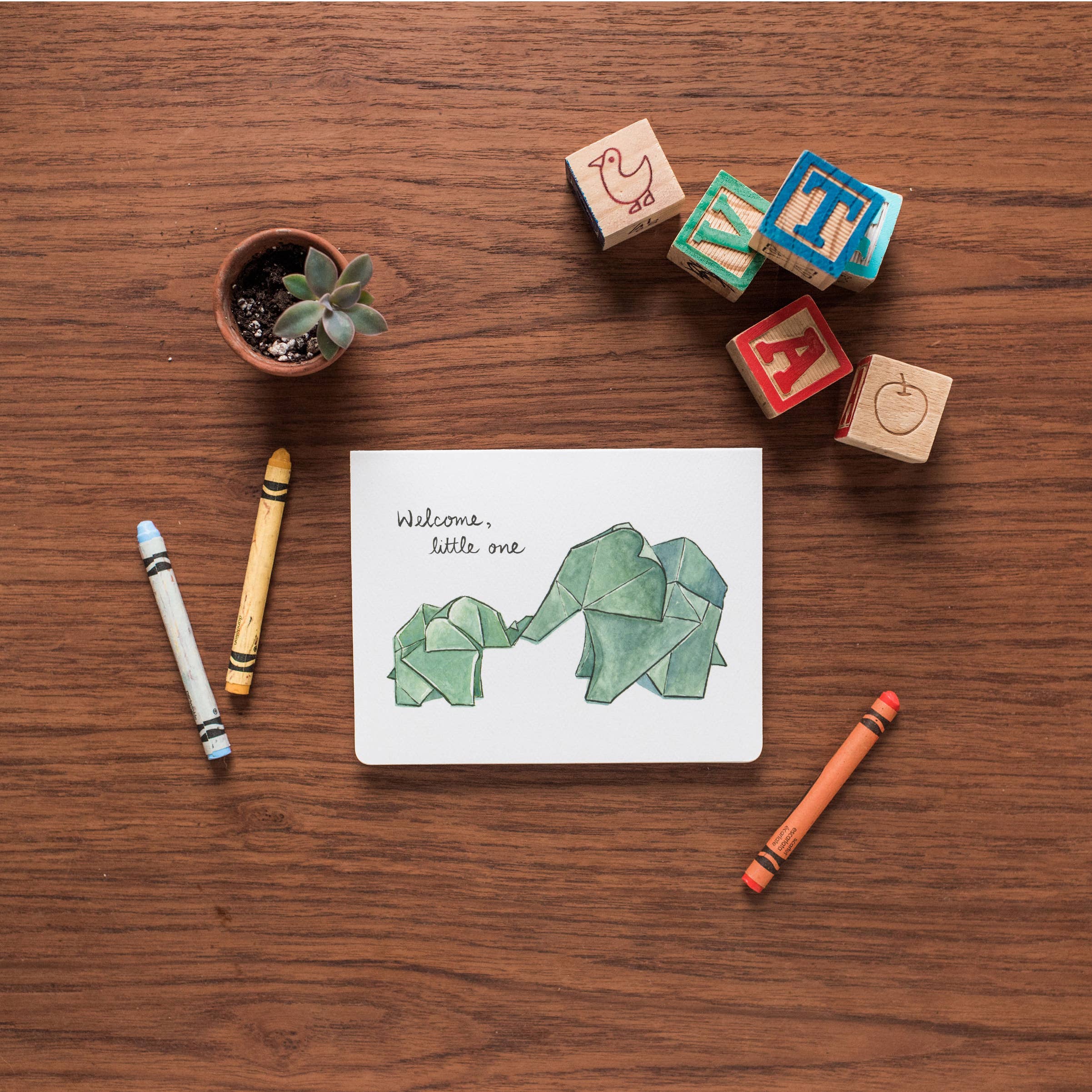 Gotamago - Venta al por mayor Tarjetas de bebé - Elefantes de Origami - Tarjeta para Bebé Nuevo3