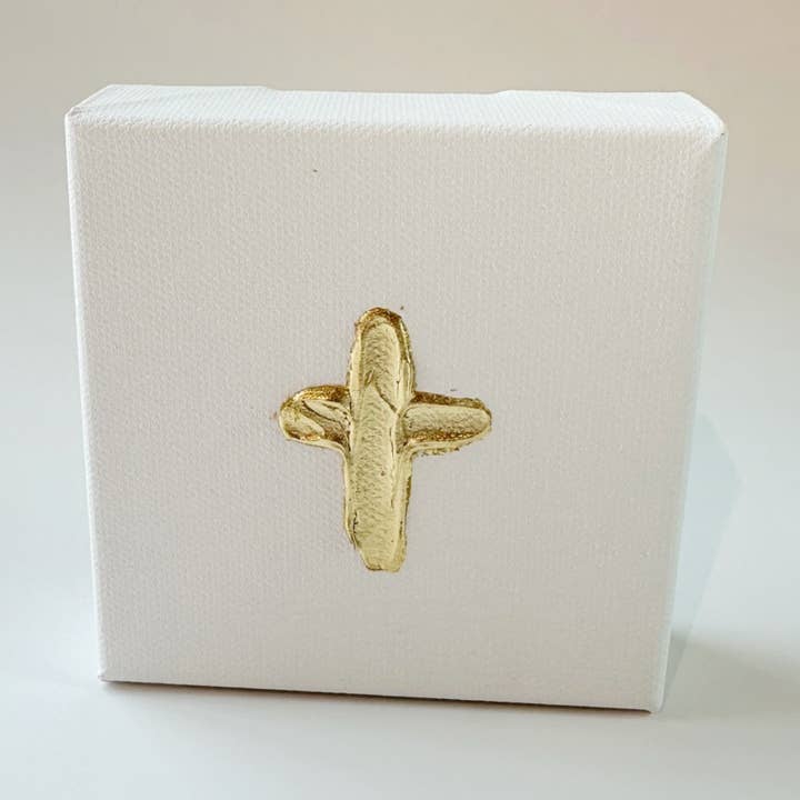 4x4 Canvas - Single Gold Painted Cross for wholesale by Sidebar Designs