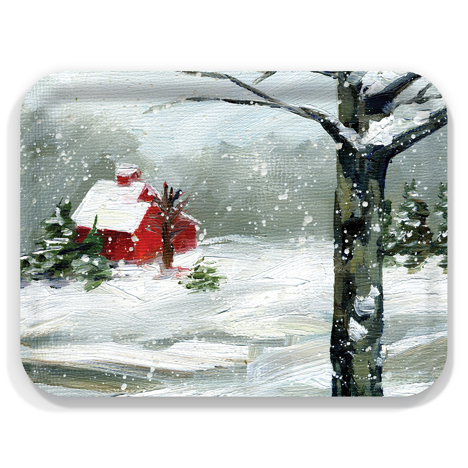 Trays4Us - Wholesale Serving Tray - Snowy Barn Winter  Serving Tray by Alyssa Watters0