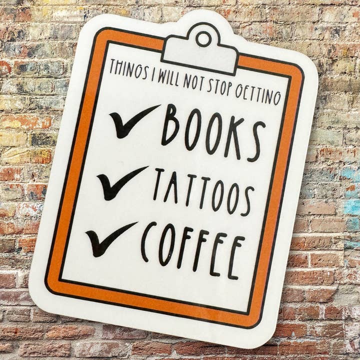 Books Tattoos Coffee Vinyl Sticker for wholesale by Sprinkles Studios