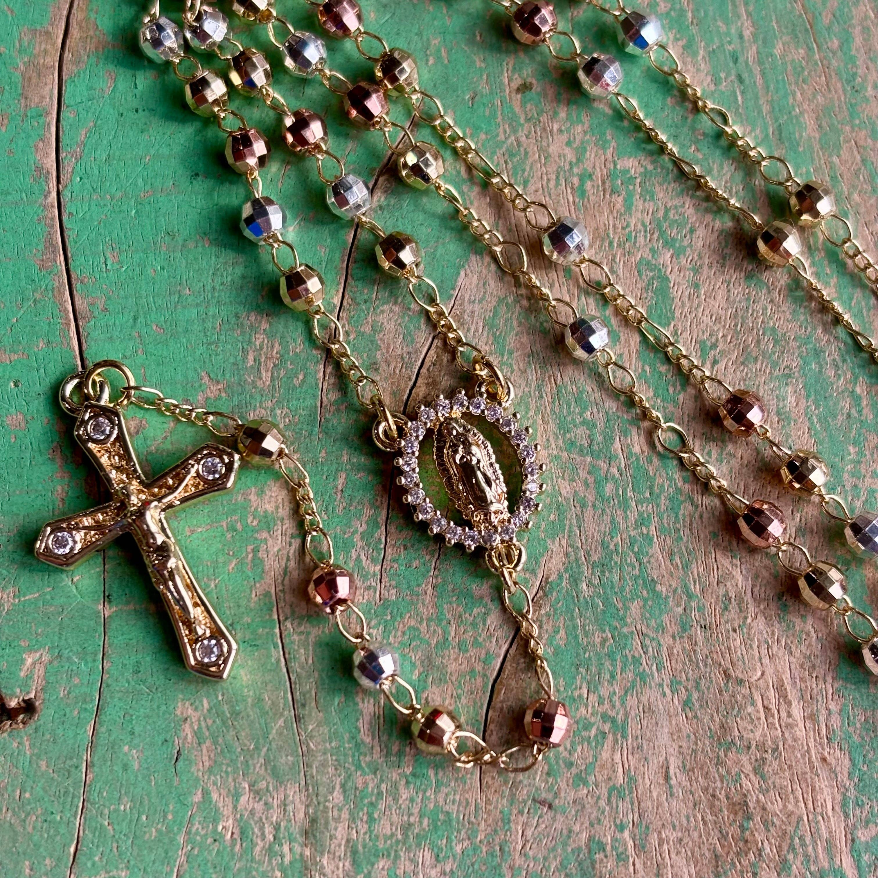 Love and Honor Jesus LLC - Wholesale Prayer Beads Necklace - Tri Color OLG 4MM Rosary Necklace or Bracelet2