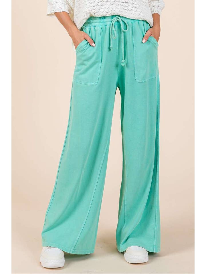 mittoshop - Wholesale Pants - Women's - MINERAL WASH FRENCH TERRY WIDE LEG PANTS32