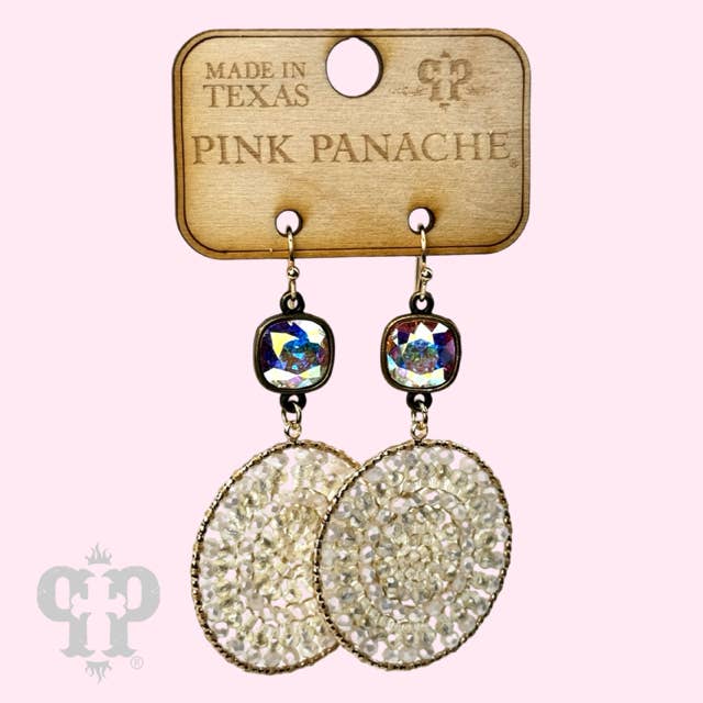 Pink Panache Brands - Wholesale Dangle Earrings - Woven bead earring, Austrian crystal