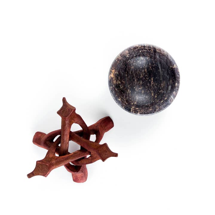 GREENROOTS USA LLC – wholesale Rökelsehållare – 4 ”Cobra Stand + 3" sten skål brännare set kol harts kottar11