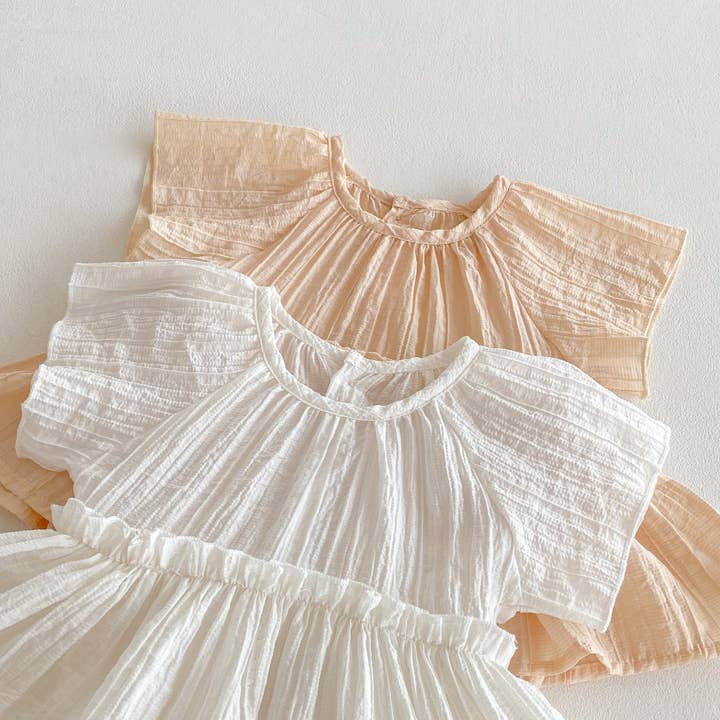 MyKids-USA® - Wholesale Bodysuit (Non-Footed) - Baby - Summer Arrival Baby Girls Cute Pleated Short Sleeves Solid Color Onesies