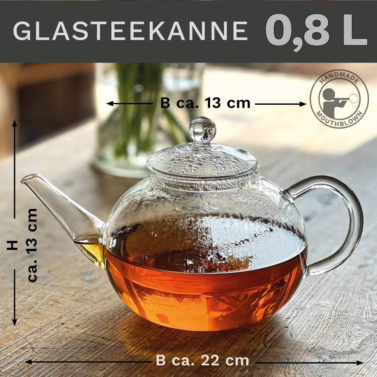 Creano - Wholesale Tea Pot - Creano glass teapot 0.8 l, 3-piece glass teapot with2