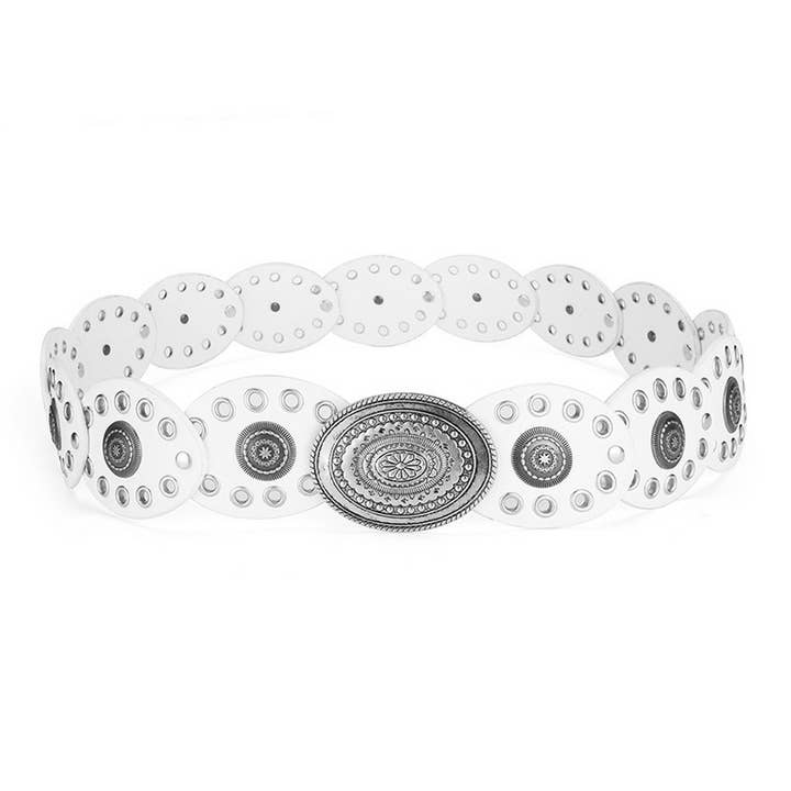 ACCITY - Wholesale Belt - Women's - RIVETED DISC PATCHWORK BELT_CWABE0581