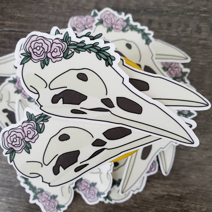 MaeFlower Sticker Co - Venta al por mayor Pegatina - Calavera de cuervo l pegatina troquelada