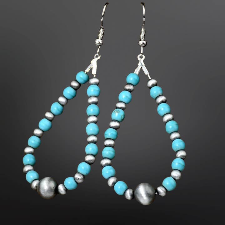 Westrian (Formerly Equipage) - Wholesale Dangle Earrings - Faux Turquoise and Navajo Pearls Earrings