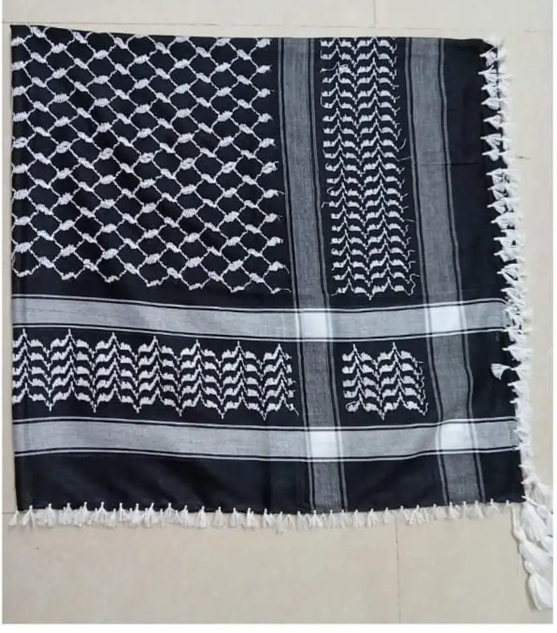 Hecho a mano - Wholesale Scarf - Unisex - Colorful Palestinian keffiyeh with a black background4