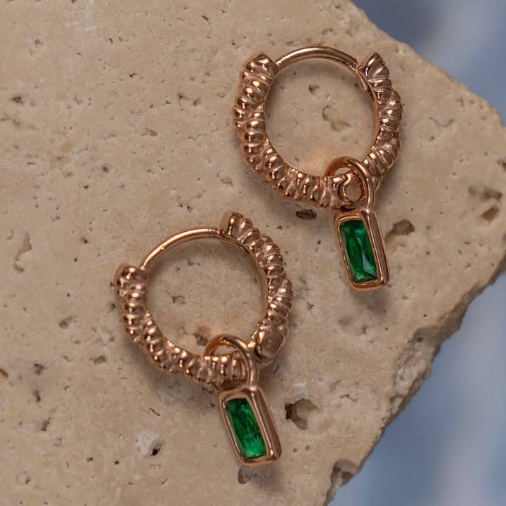 Noemi Smaragd Druppel Roségouden Oorbellen voor wholesale door Faya & Co.