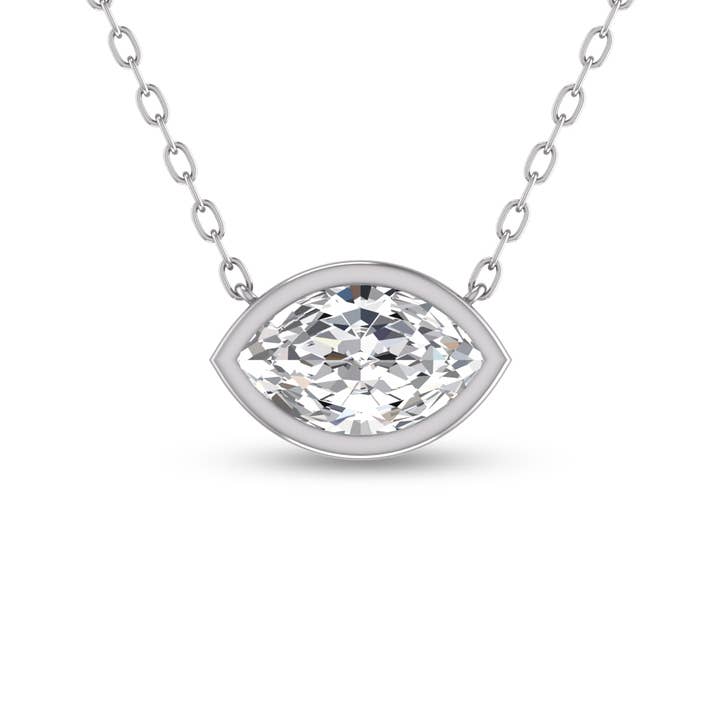 Lab Grown 1/2 Ct Marquise Bezel Diamond Pendant in 14K WG for wholesale by Szul USA LLC