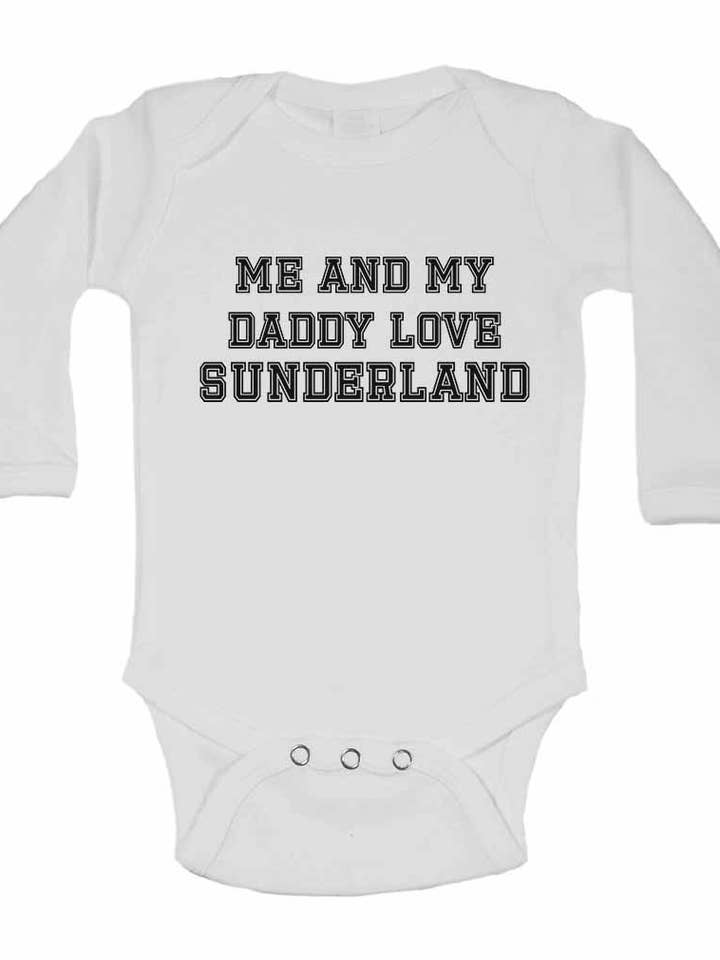 Me and My Daddy Love Sunderland, for Football, Soccer Fans - Long Sleeve Baby Vests for wholesale by Little Ratbag