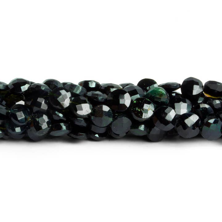 6mm Green & Indicolite Tourmaline Coins 16 inch 65 beads for wholesale by The Bead Traders