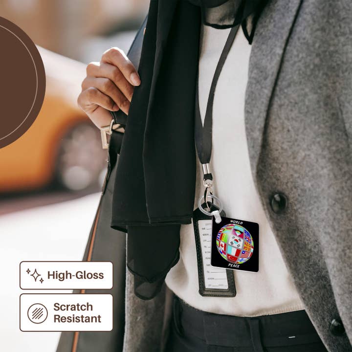 3dRose – Großhandel Schlüsselanhänger – Unisex – 3dRose, Weltfriedensglobus mit allen Länderflaggen, Schlüsselanhänger6