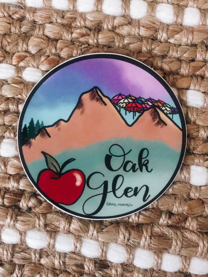 Oak Glen, California Vinyl Sticker – 3” Round | Travel for wholesale by Living Creativity