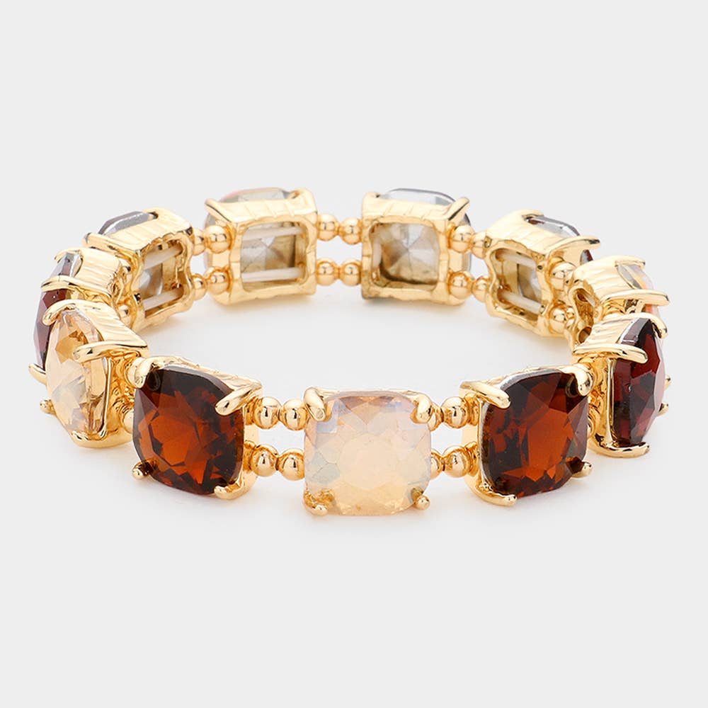 Sensibling Corp. - Wholesale Link & chain bracelet - Cushion Square Stone Stretch Evening Bracelet3