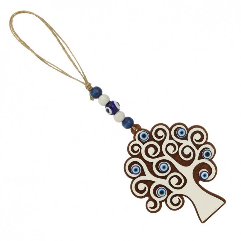 UniArt - Vendita all'ingrosso Decorazione - Decorazione pendente in legno con occhio turco modello Mano di Fatima o Albero0