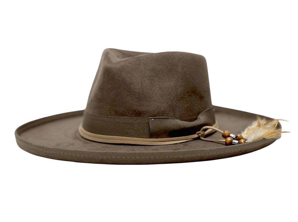 Epoch hats - Vente Chapeau en feutre - femme - Chapeau Fedora à Large Bord avec Ruban Grosgrain et Cordon en Suède2
