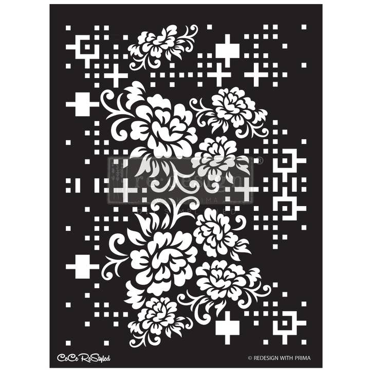 Herontwerp met Prima Stencil Cece Floral Matrix 18"x25" voor wholesale door Redesign with Prima