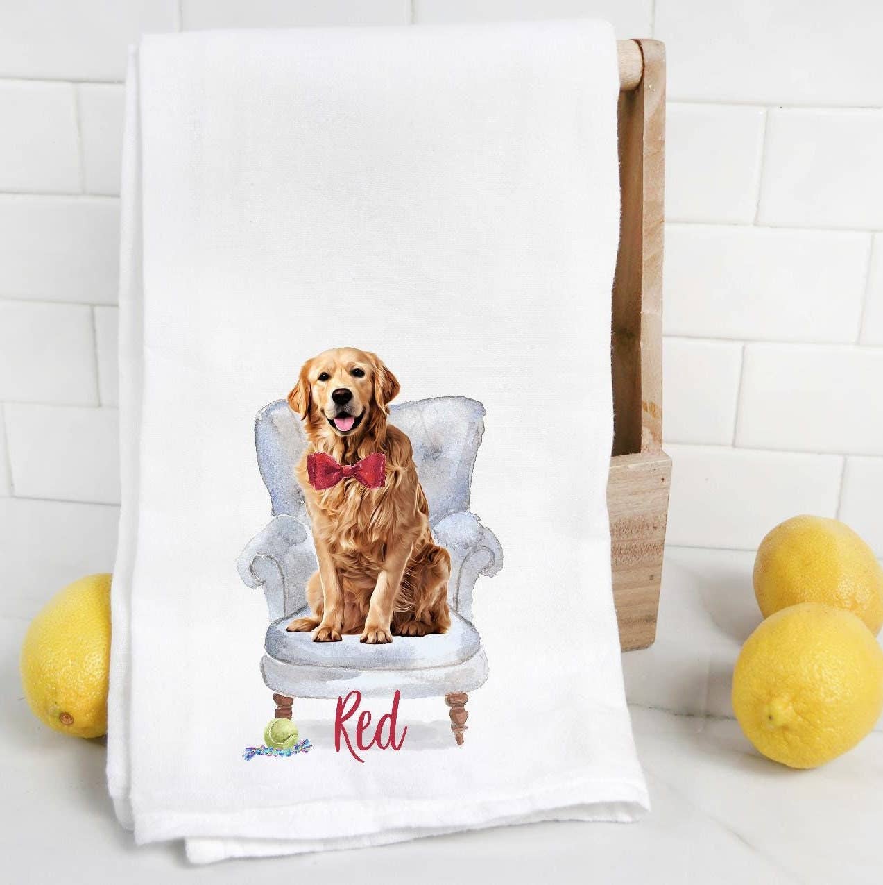 The Preppy Pineapple Home - Wholesale Tea Towel - Custom Golden Retriever 3 Tea Towel8
