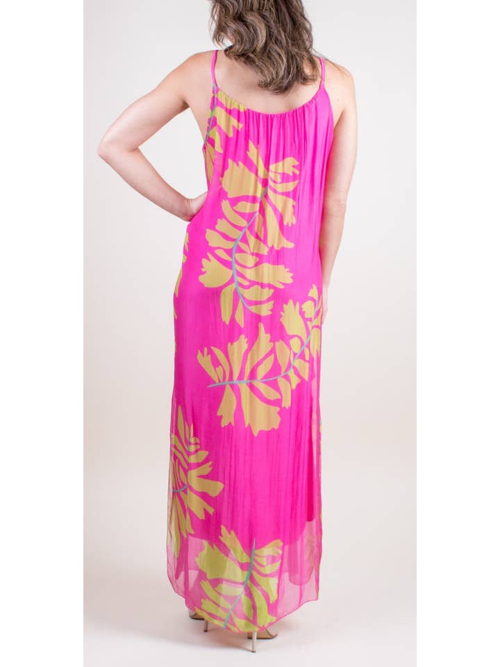 Gigi Moda - Wholesale Dress - Women's - Leaf Print Spaghetti Strap Silk Dress1