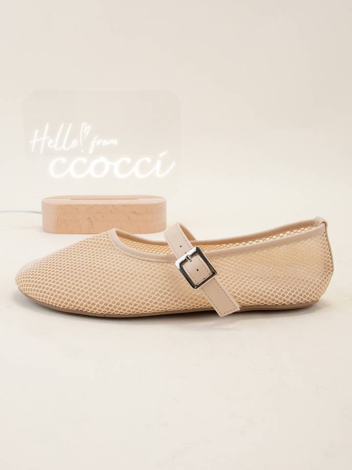 CCOCCI - Wholesale Flats - Women's - NANAMI-04 ALL OVER MESH MARY JANE BALLET FLATS