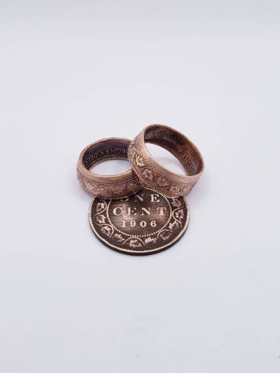 Anéis de moedas feitos à mão a partir de moedas de 100 anos por atacado de Lost Things Artisan Jewelry