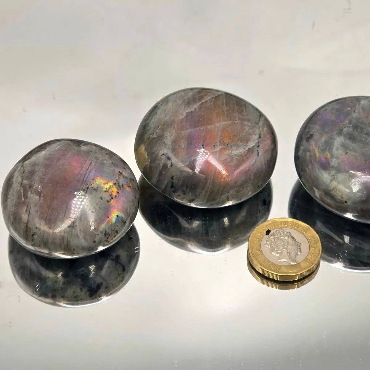Distinction Crystals - Wholesale Spiritual Stone/Crystal - 3 X Purple Labradorite Crystal Palmstones - Top up batch1