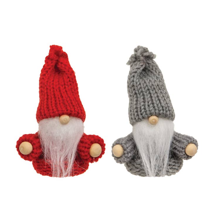 Mini Red & Gray Knit Hat Gnome, 2 Asstd. for wholesale by Bright Ideas