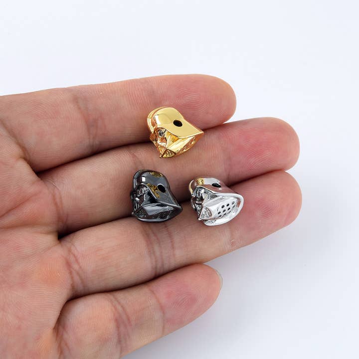 Beads Creation - Wholesale Individual Charm/Pendant - Gold Filled Star Wars Darth Vader Head Spacer Bead, BD0586
