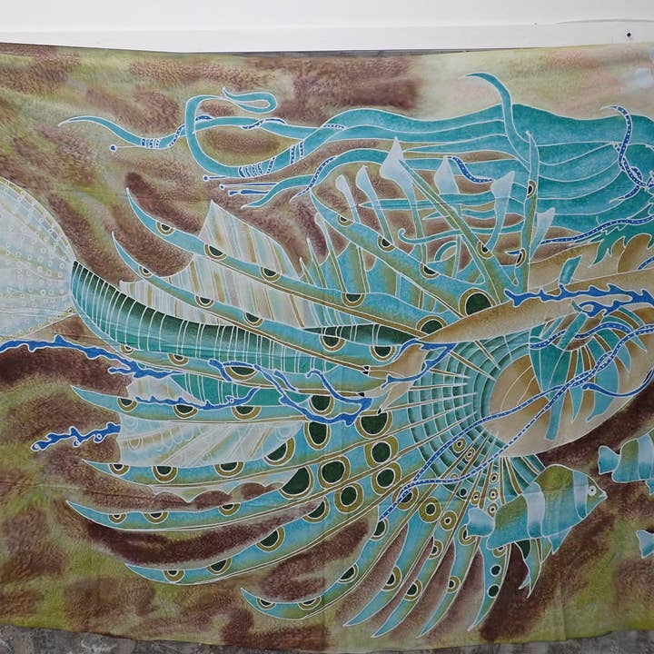 Batik Sarong pintado à mão, Wall Art, Oceano por atacado de Ubud Glass