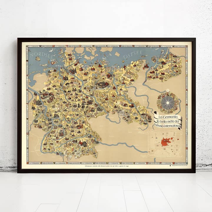 Antiguo Mapa Vintage de Alemania Guía Turística 1941 Mapa Vintage | Impresión de Arte de Pared de Mapa Vintage para venta al por mayor de OldCityPrints - Old Maps and Posters