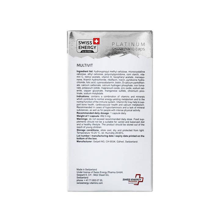 SwissHerbs Pharma GmbH - Wholesale Oral Supplement/Vitamin - Swiss Energy, MULTIVIT 25 Vitamins and Minerals + K24