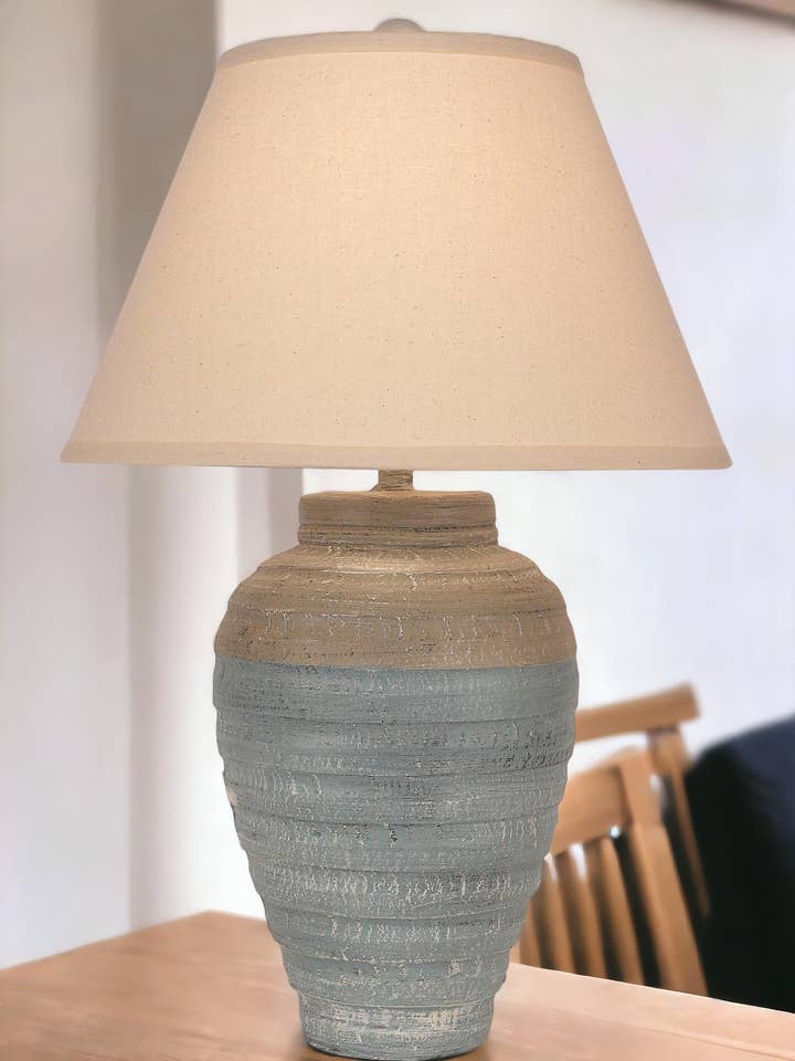 Cottaged Seamist/Shoreline Tan Small Pottery Table Lamp for wholesale by Coast Lamp Mfg