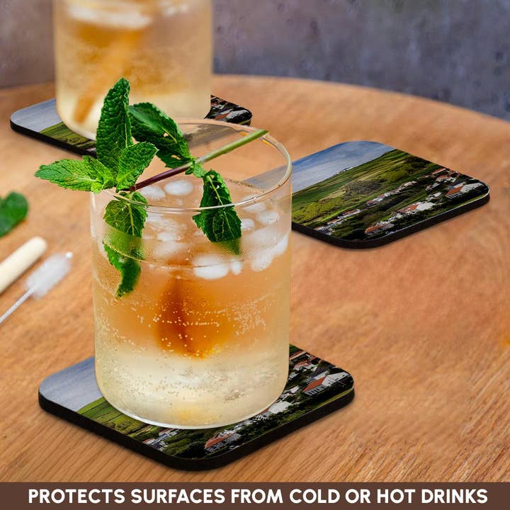 3dRose - Wholesale Coasters - 3dRose, Portugal, Azores, Terceira Is, Quatro Ribeiras. Elevated town view, Coaster9