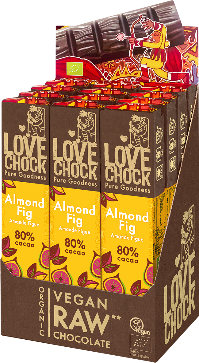 Lovechock NL - Wholesale Chocolate Bar - 80% chocolate almond & fig - Organic, raw, vegan, sustainable2